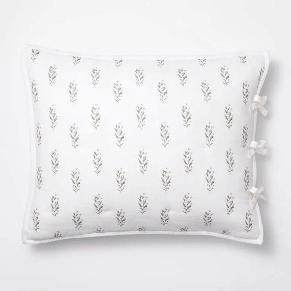 Threshold Studio McGee Standard Lofty Cotton Slub Wood Block Floral Sham